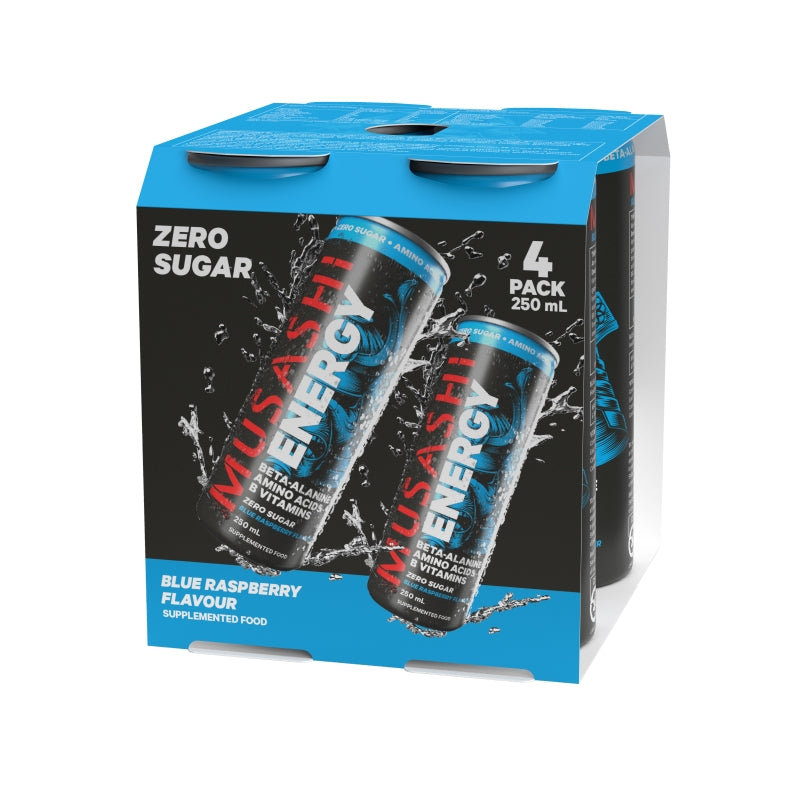 Musashi Energy Drink Blue Raspberry 4x250ml
