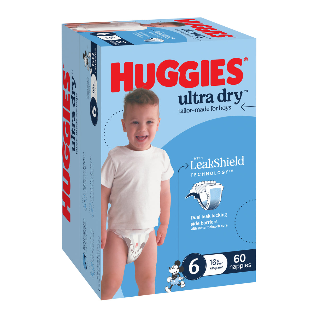 Huggies Ultra Dry Nappies Boys Size 6 (16+kg) 60 Pack