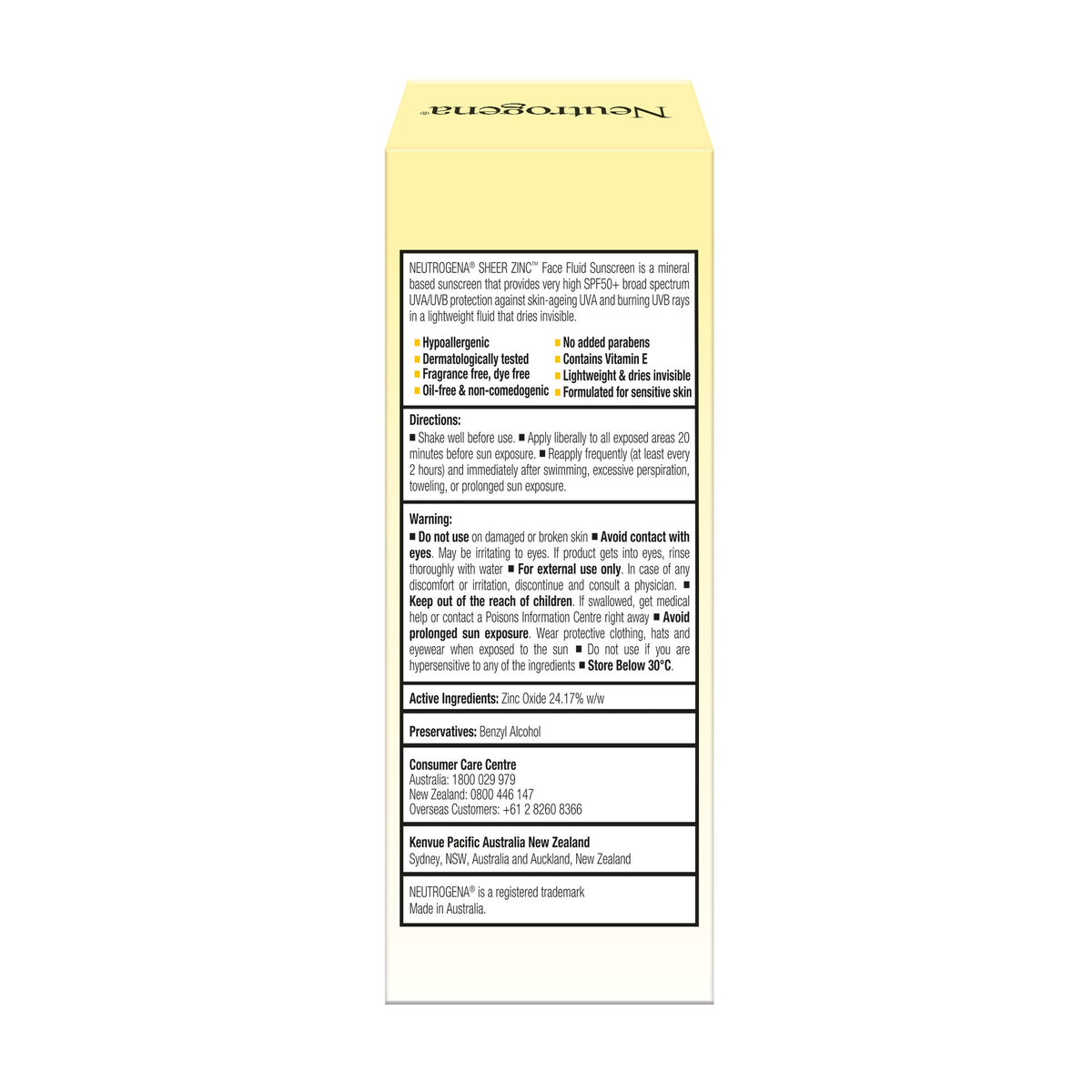 NEUTROGENA Sheer Zinc Face Fluid SPF50+ 50ml