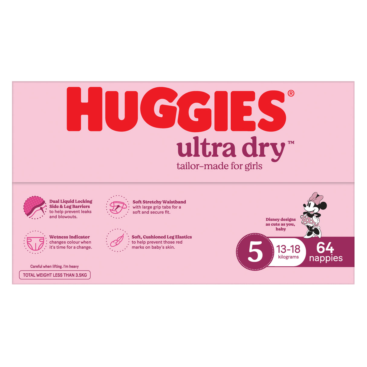 Huggies Ultra Dry Nappies Girls Size 5 (13-18kg) 64 Pack