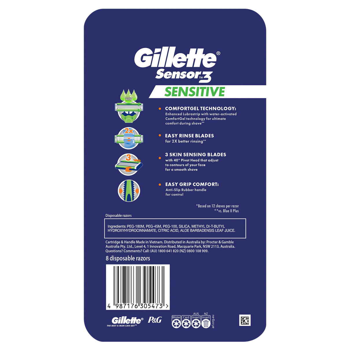 GILLETTE Sensor3 Sens Disposable 8pk