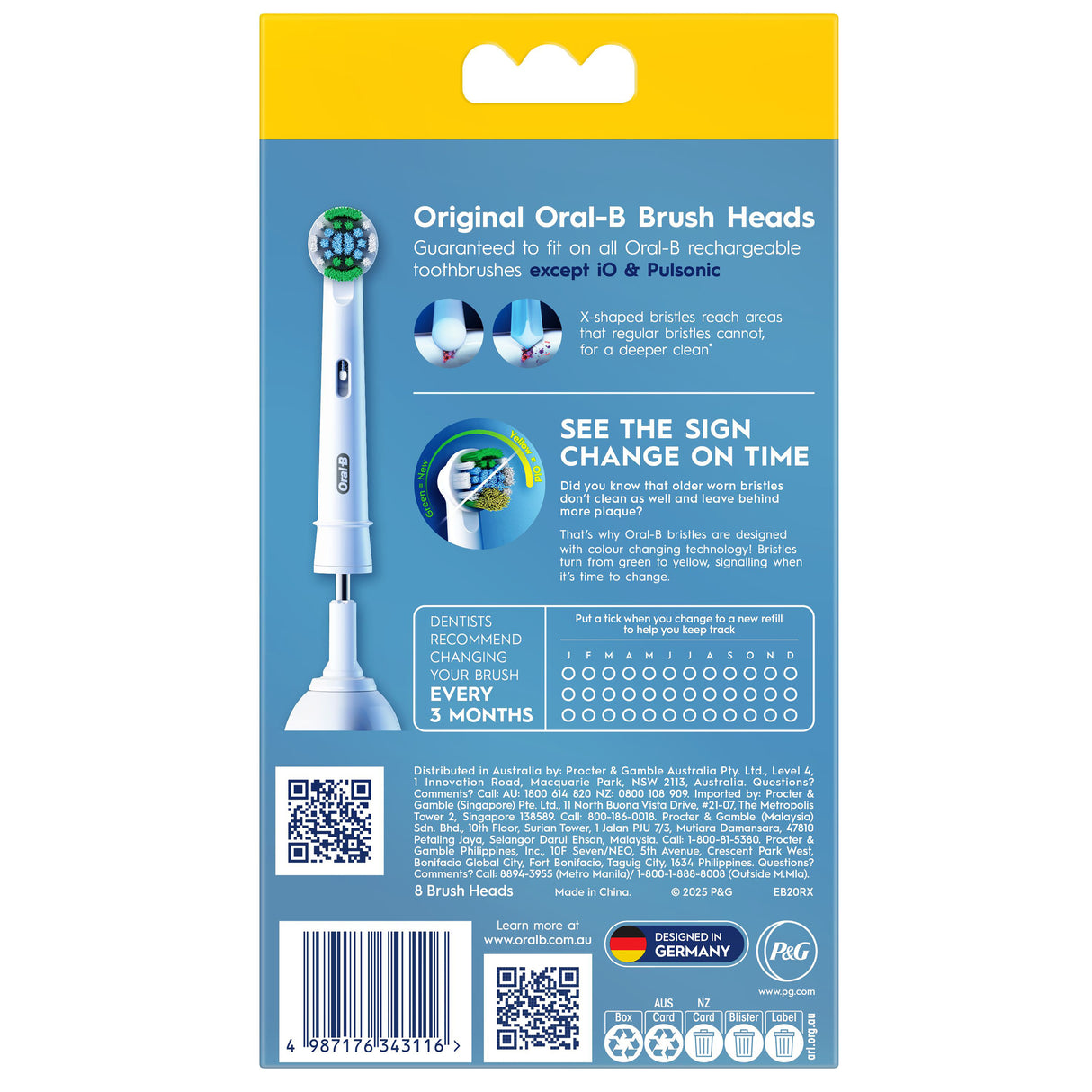 ORAL B Everyday Clean Replacement Brush Head 8pk