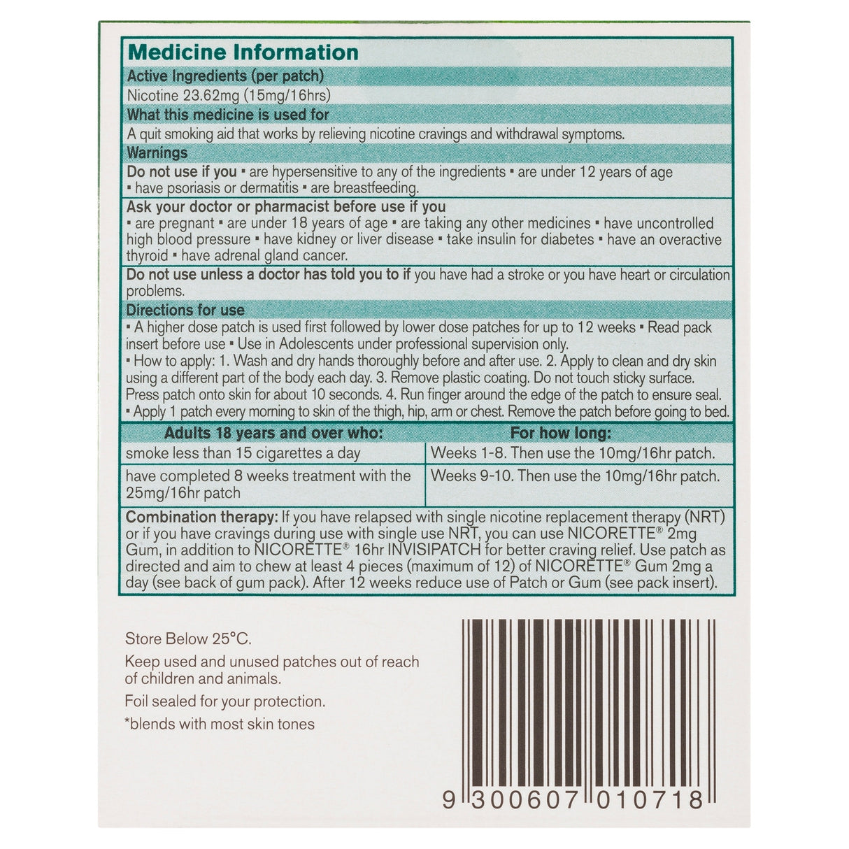Nicorette Quit Smoking Nicotine 16 Hour Invisipatch Step 2 7 Pack