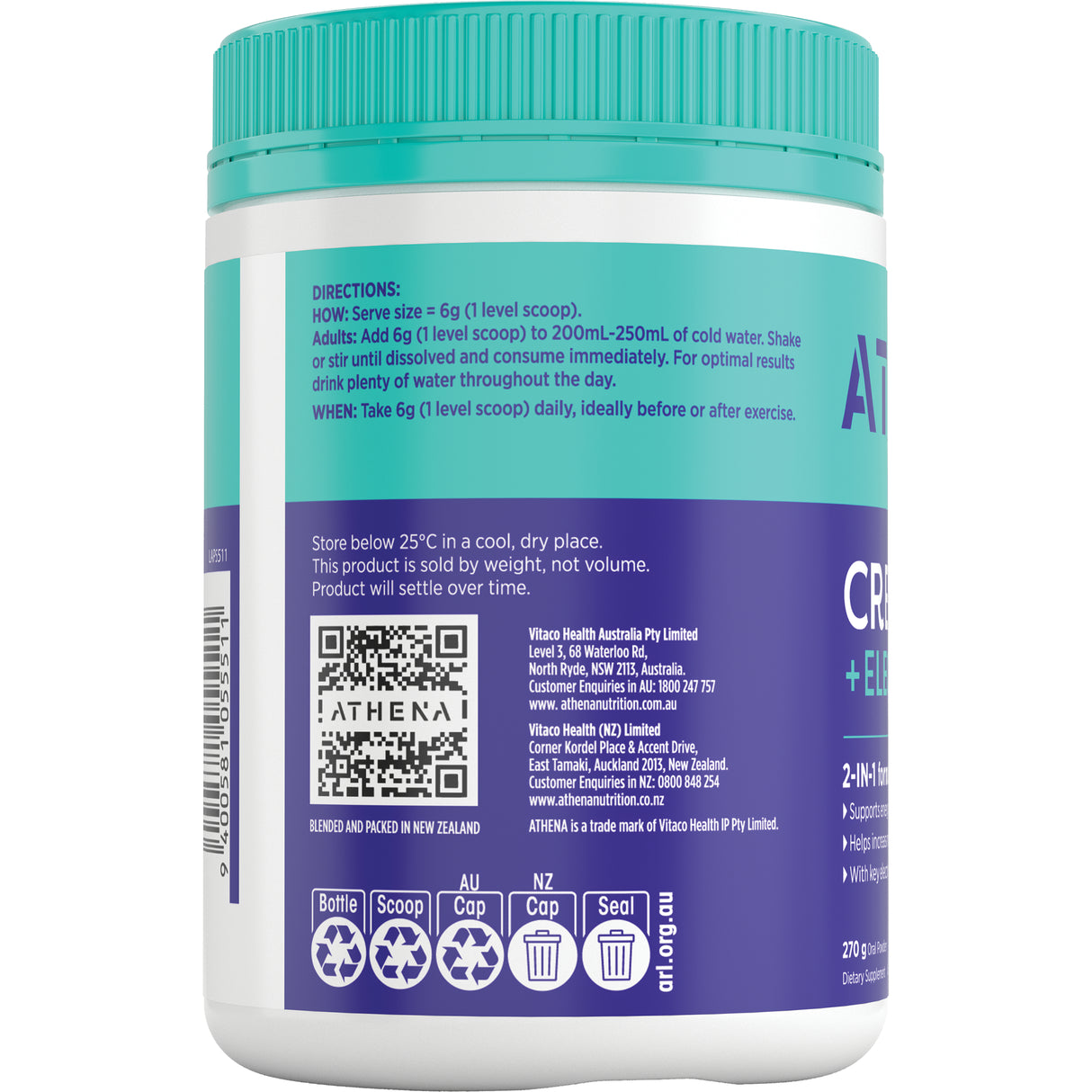 ATHENA Creatine + Electrolytes Berry 270g