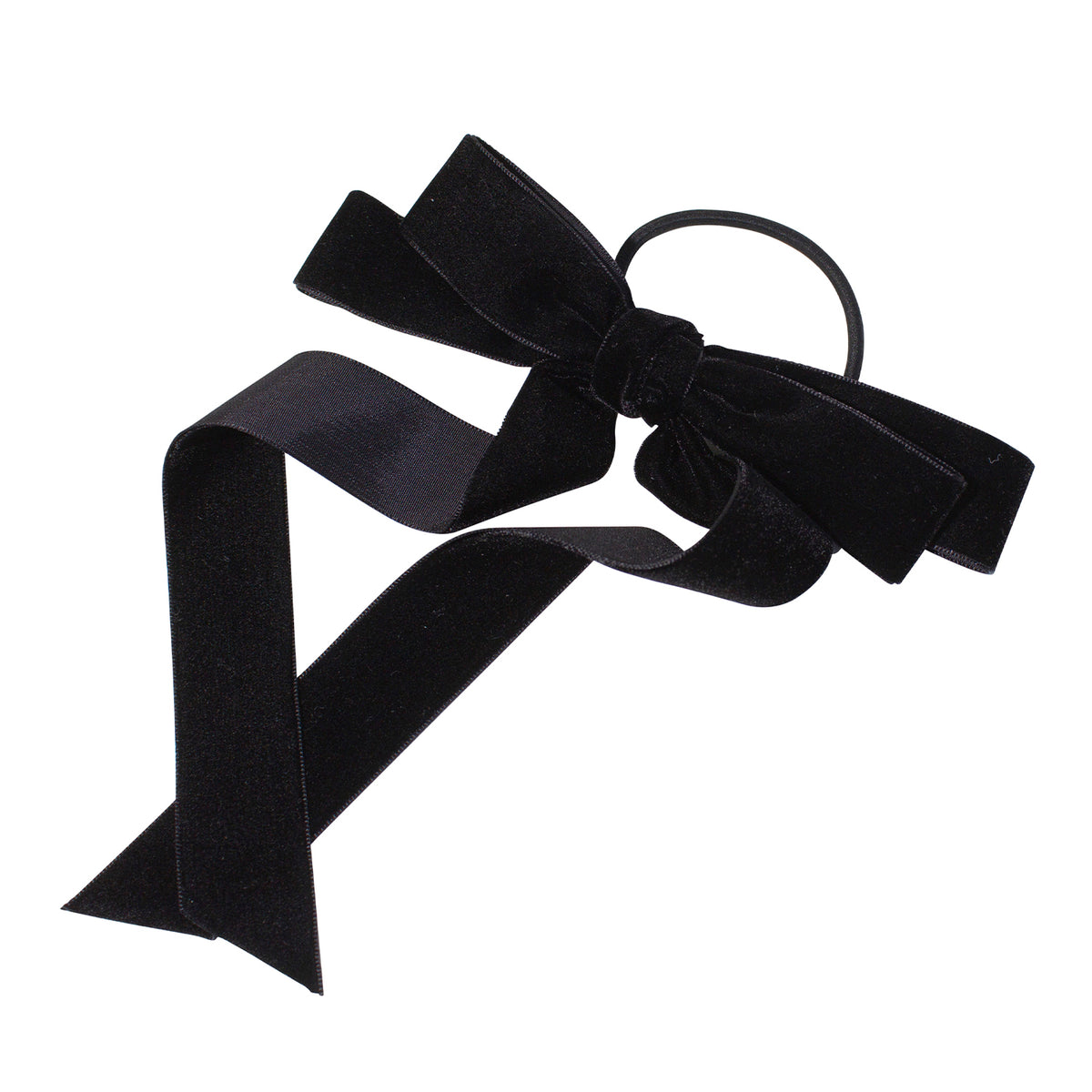 Adorn Elastic Velvet Bow Black