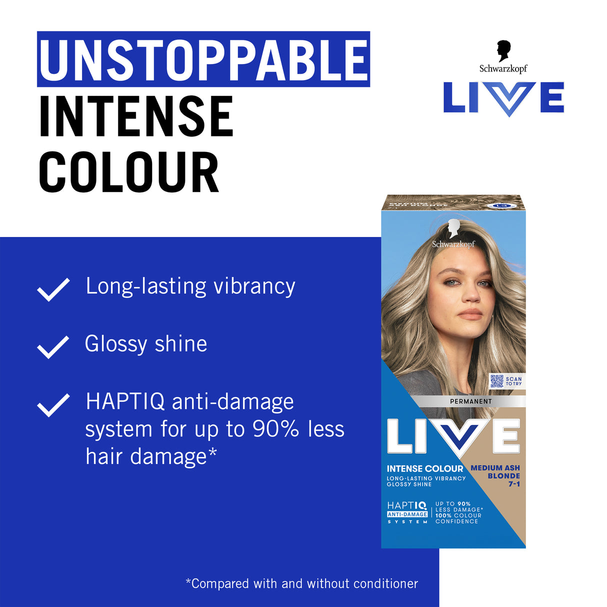 Schwarzkopf Live Colour Permanent 7-1 Med Ash Blnde