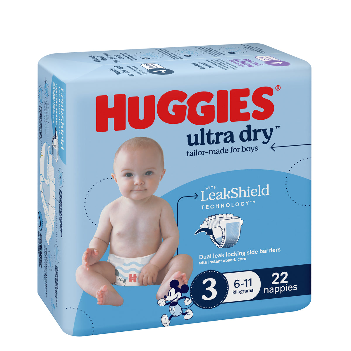 Huggies Ultra Dry Nappies Boy Size 3 (6-11kg) 22 Pack