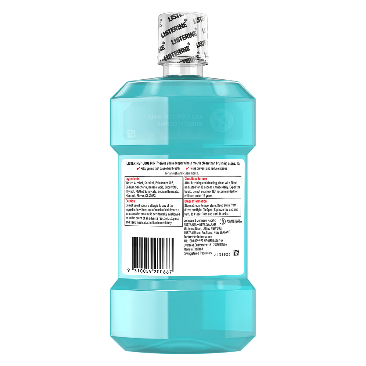 Listerine Cool Mint Antibacterial Mouthwash 1L