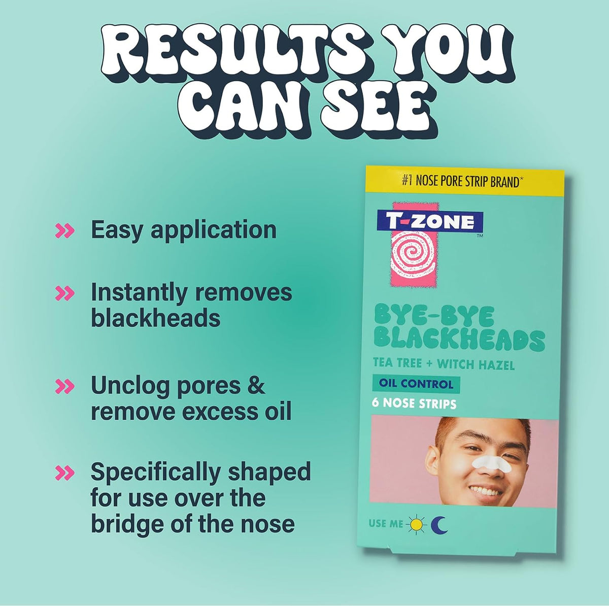 T-Zone Bye Bye Blackheads Tea Tree & Witch Hazel Nose Pore Strips 6pk