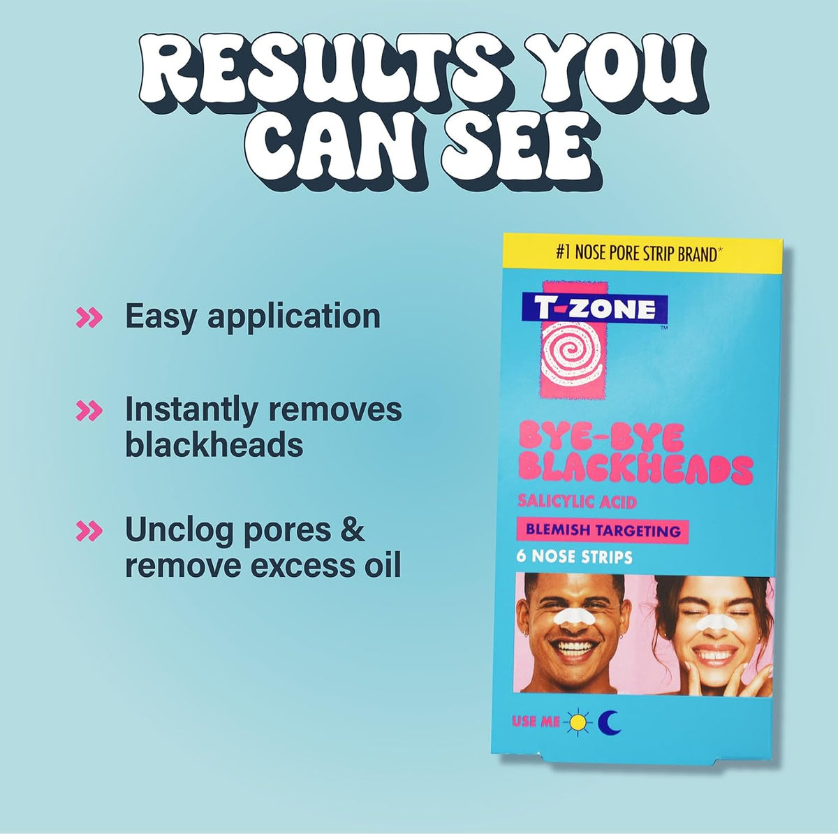 T-Zone Bye Bye Blackheads Salicylic Acid Nose Pore Strips 6pk