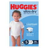 Huggies Ultra Dry Nappies Boys Size 5 (13-18kg) 64 Pack