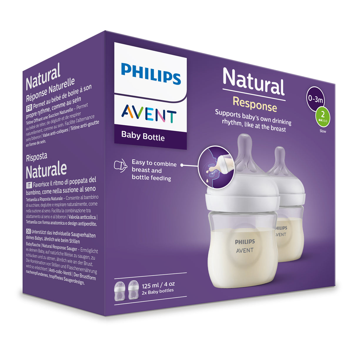 Philips Avent Natural Response 125ml Bottle - 2pk