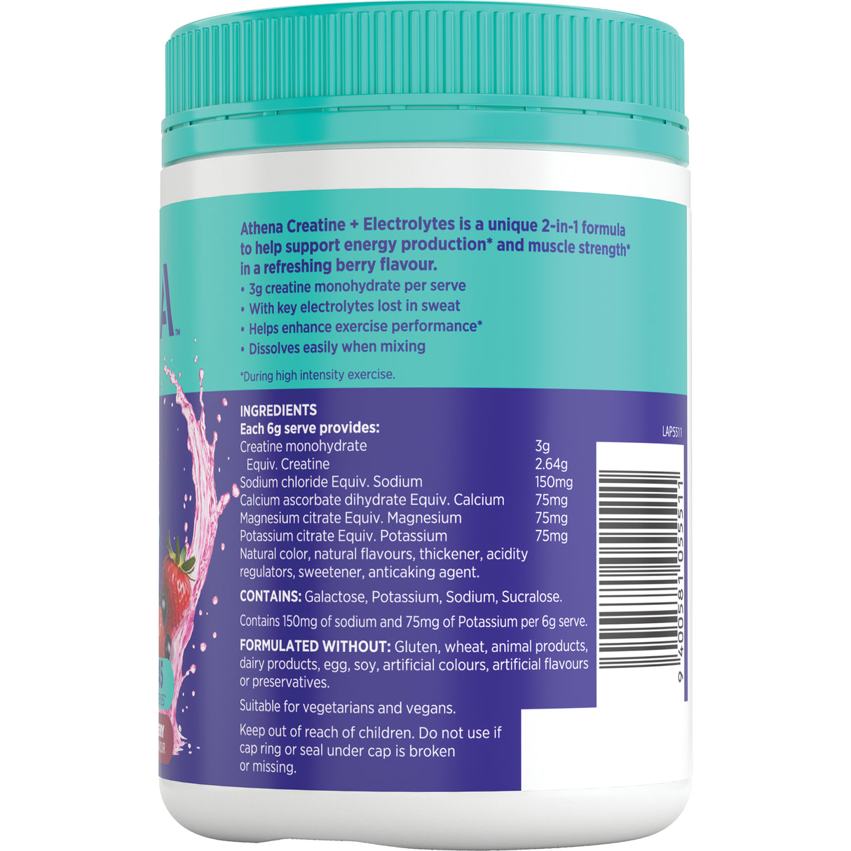 ATHENA Creatine + Electrolytes Berry 270g