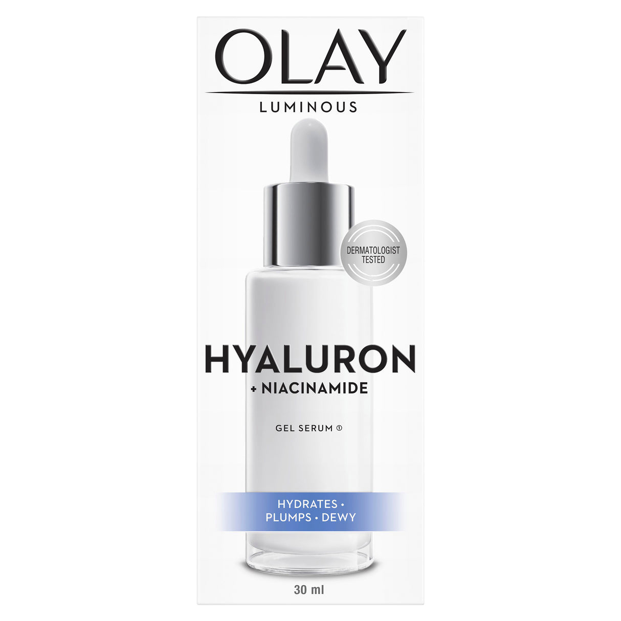 OLAY LUMINOUS HYALURON+ NIACINAMIDE GEL SERUM 30ML.