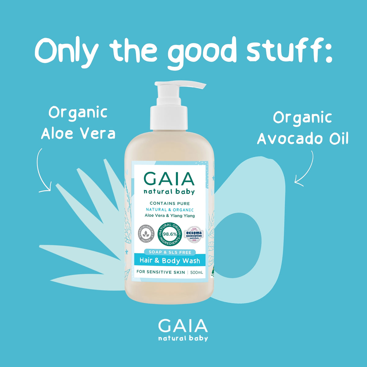 GAIA Natural Baby Hair & Body Wash 500ml