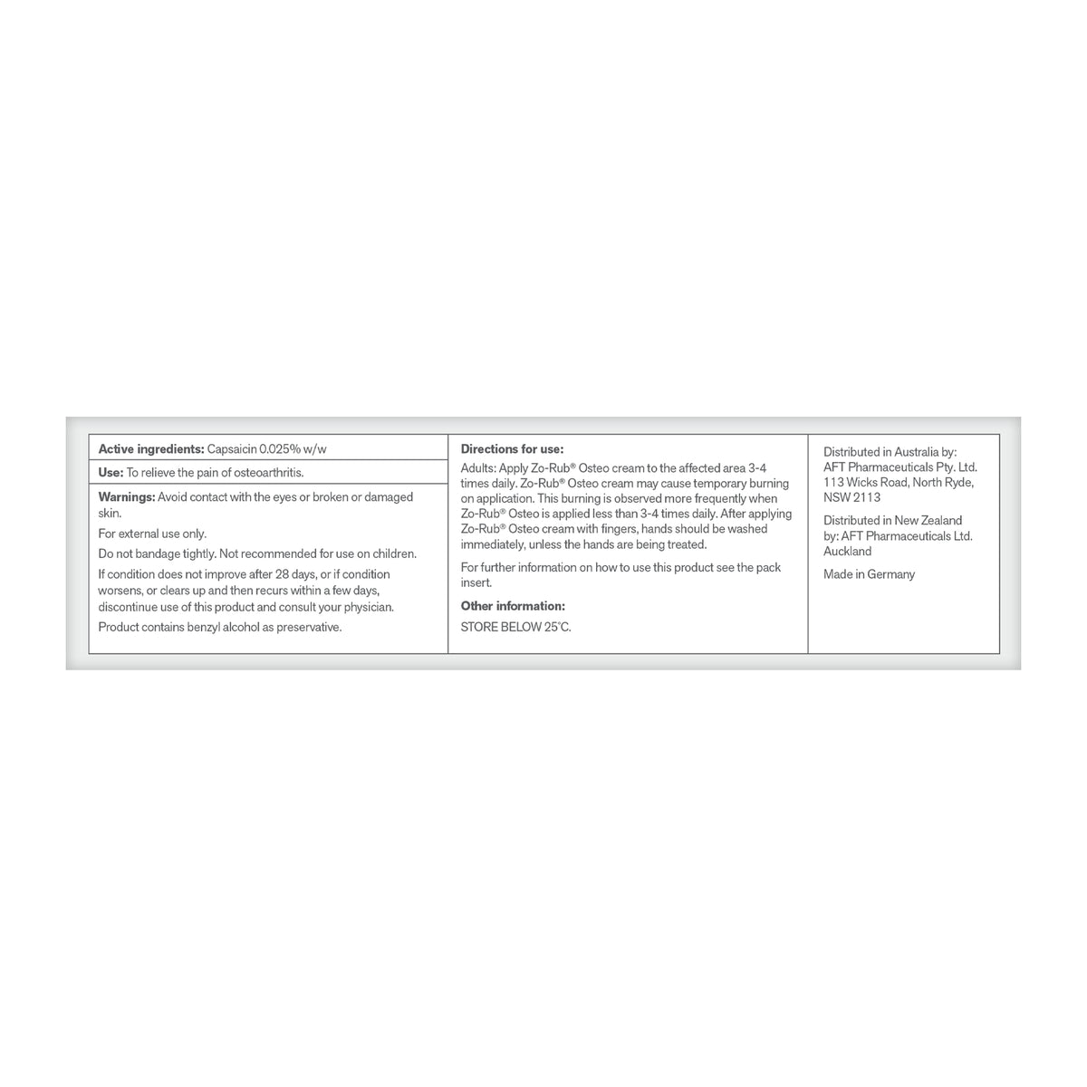 ZO-RUB Osteo Capsaicin0.025% w/w 45g
