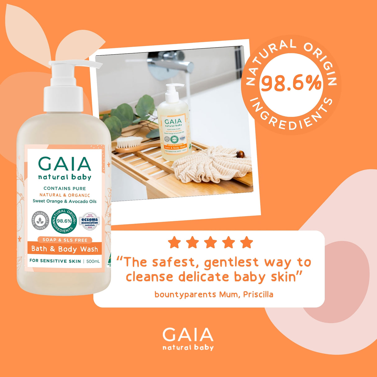 GAIA Natural Baby Bath & Body Wash 500ml