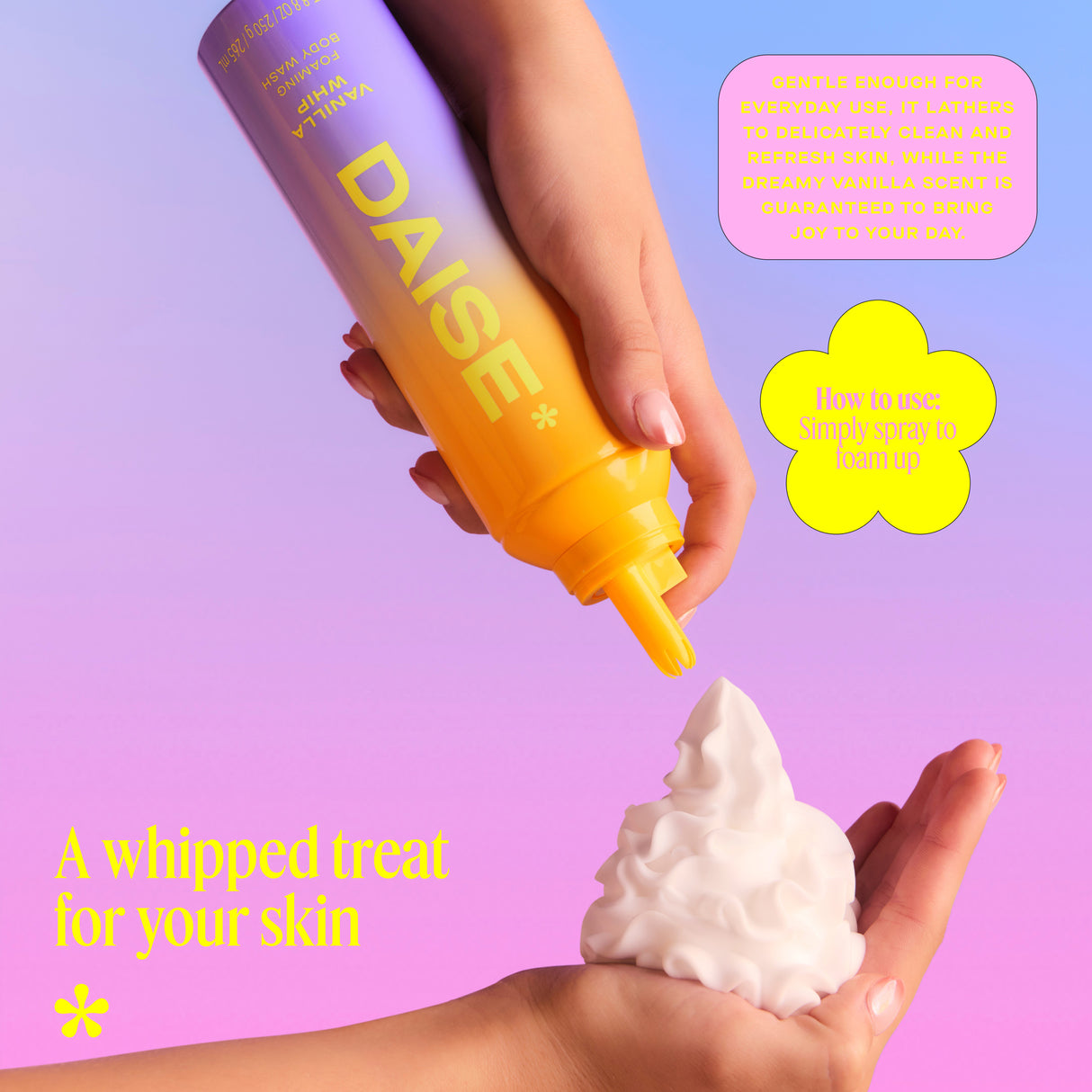 DAISE Foaming Body Wash in Vanilla Whip, 8.8 oz/ 250 g / 265 mL