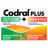 Codral Plus Cold and Flu Sore Throat Lozenges 16 Count