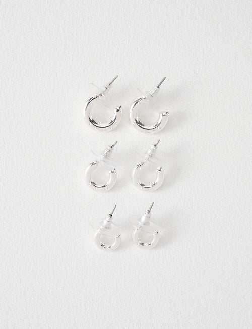 EarSense Trio Silver Thick J Hoop