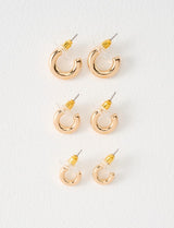 EarSense Thick J Hoop Gold Trio