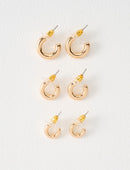 EarSense Thick J Hoop Gold Trio