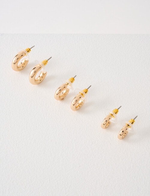 EarSense Thick J Hoop Gold Trio