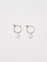 EarSense Hoop With Pearl Drop Silver 1pr