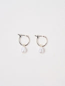 EarSense Hoop With Pearl Drop Silver 1pr