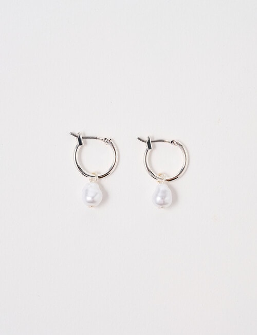 EarSense Hoop With Pearl Drop Silver 1pr