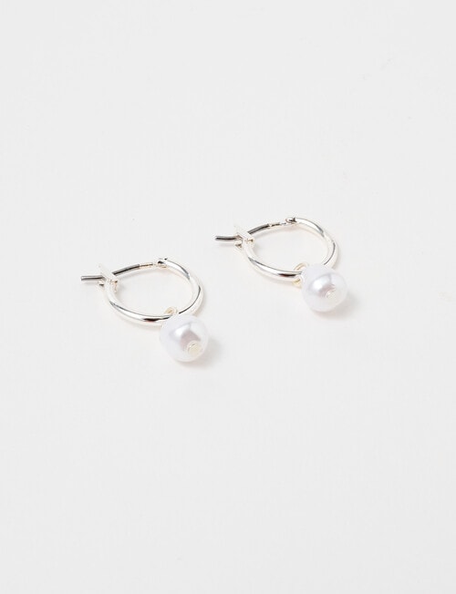 EarSense Hoop With Pearl Drop Silver 1pr