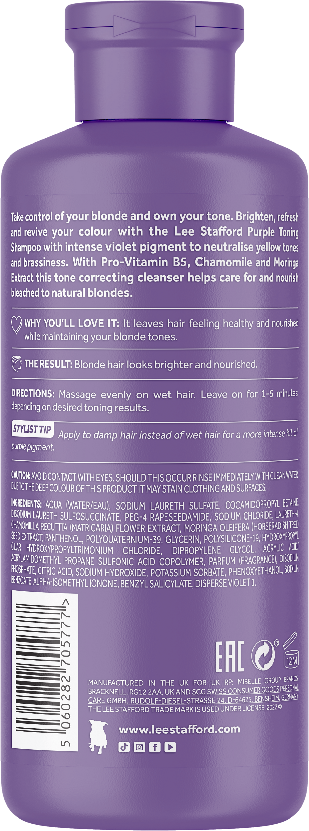 Lee Stafford Bleach Blondes Purple Toning Shampoo 250ml
