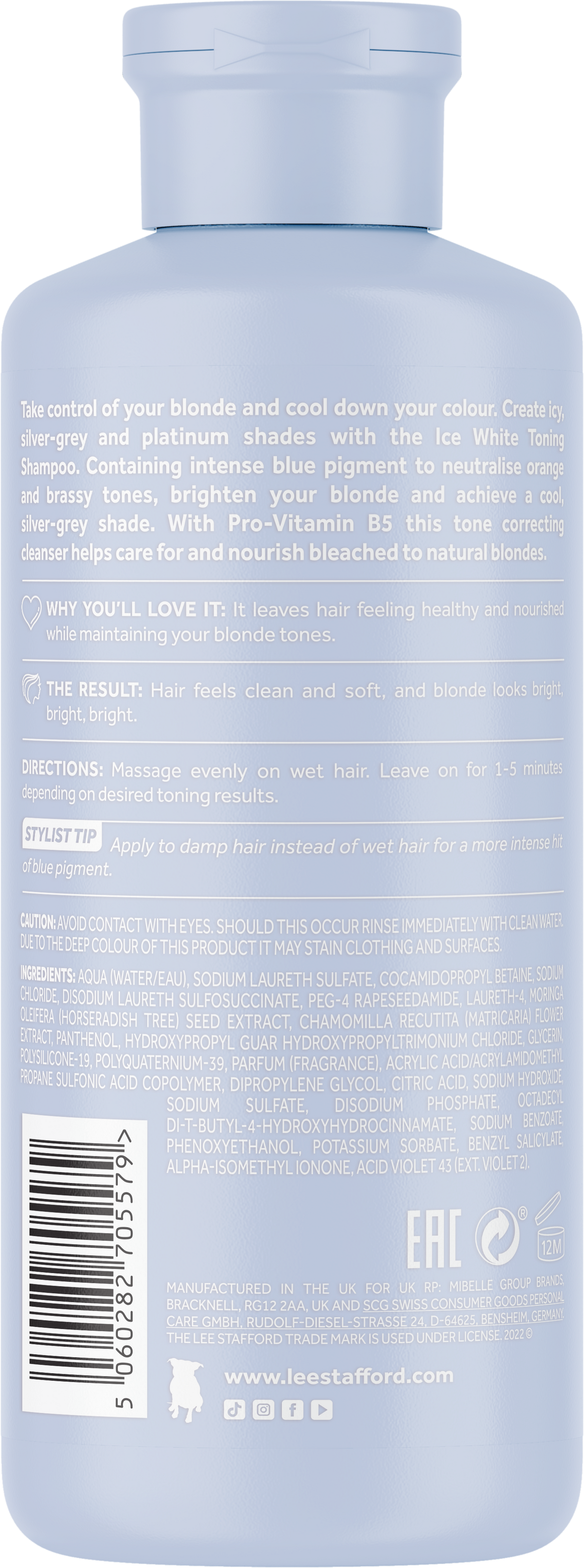 Lee Stafford Bleach Blondes Ice White Toning Shampoo 250ml