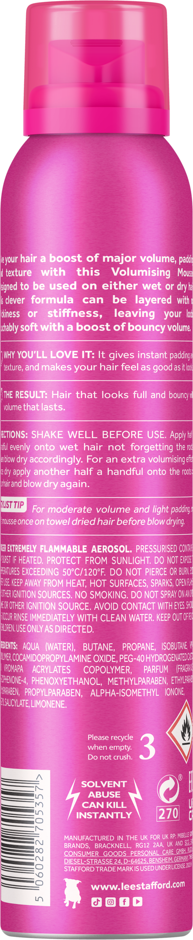 Lee Stafford Volumising Double Blow Mousse 200ml