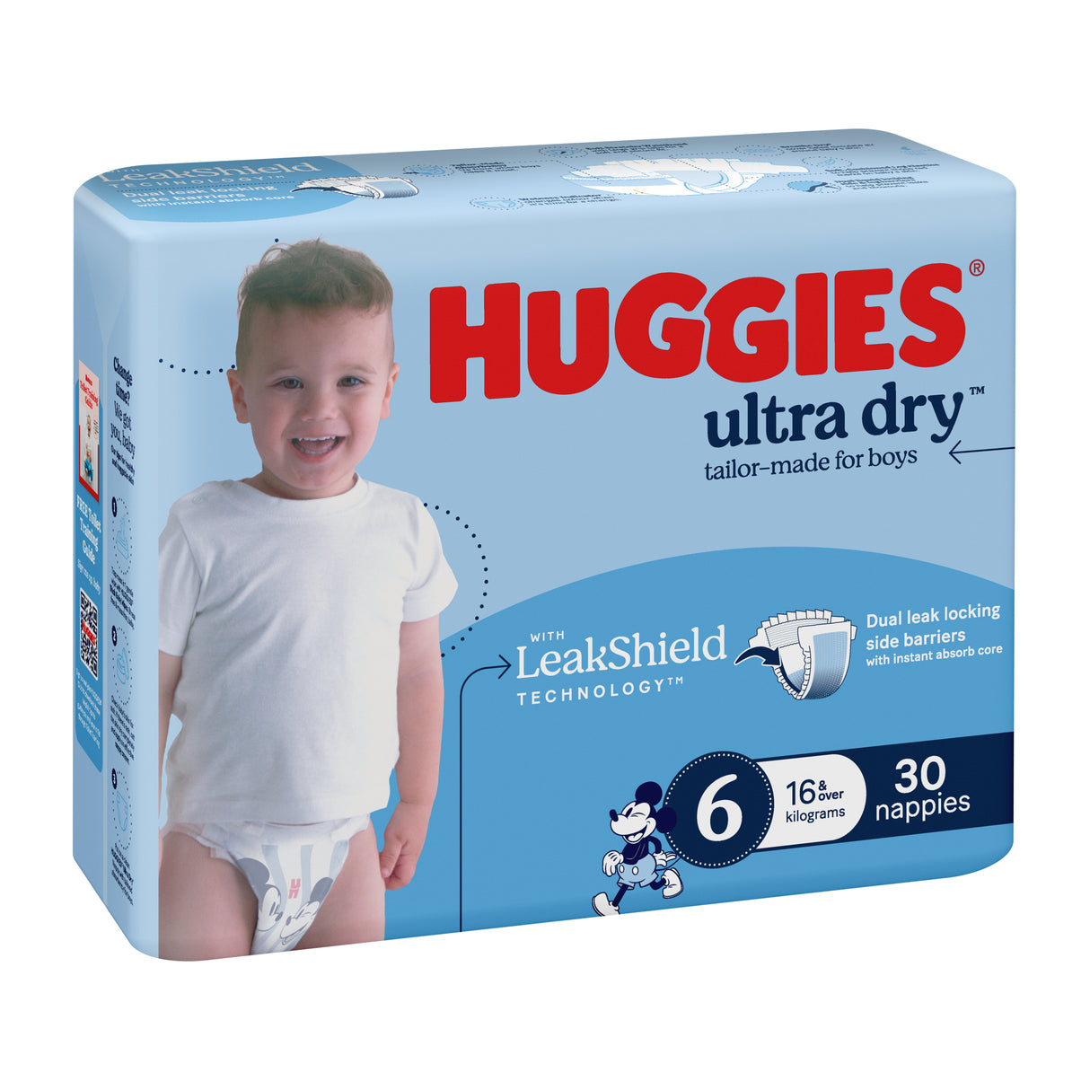Huggies Ultra Dry Nappies Boys Size 6 (16kg+) 30 Pack