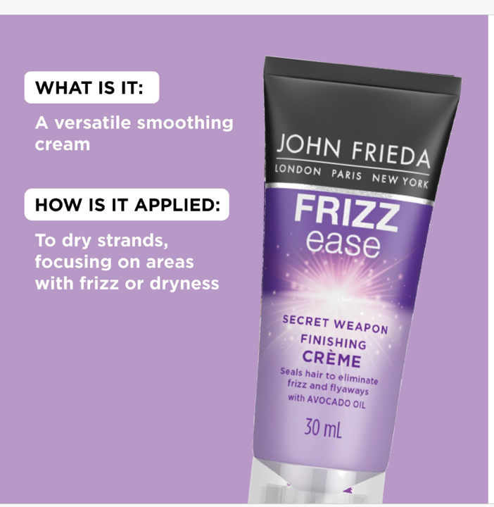 John Frieda Frizz Ease Secret Weapon Finishing Creme 30ml (TRAVEL SIZE)