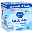 Curash Simply Water Wipes 6 x 80 Pack
