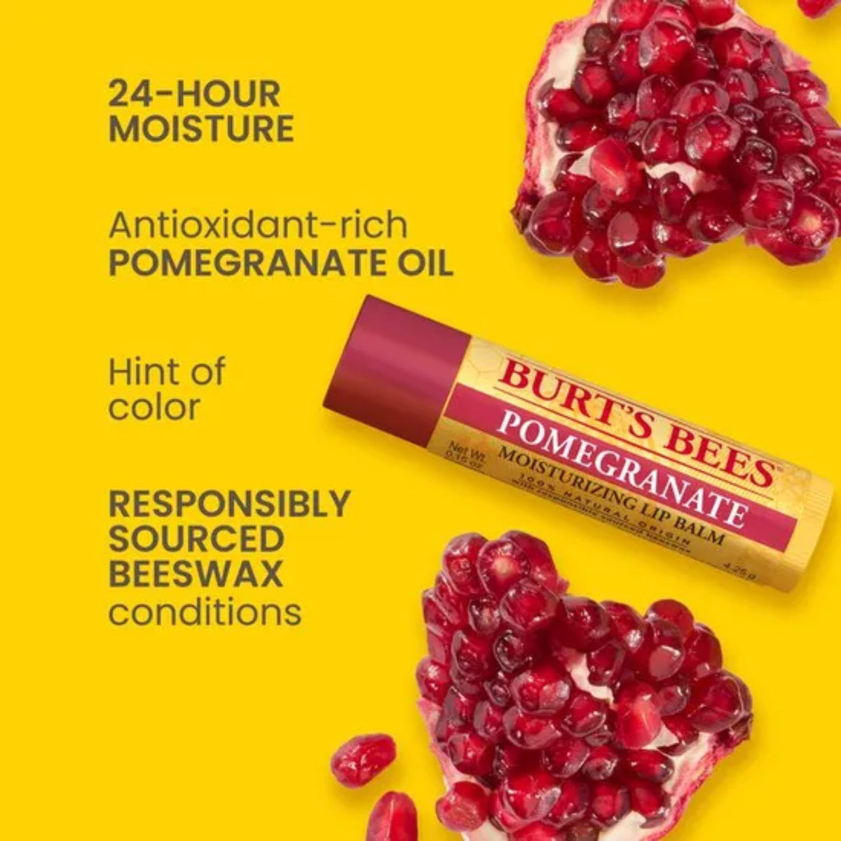 Burts Bees 100% Natural Pomegranate Lip Balm 4.25g
