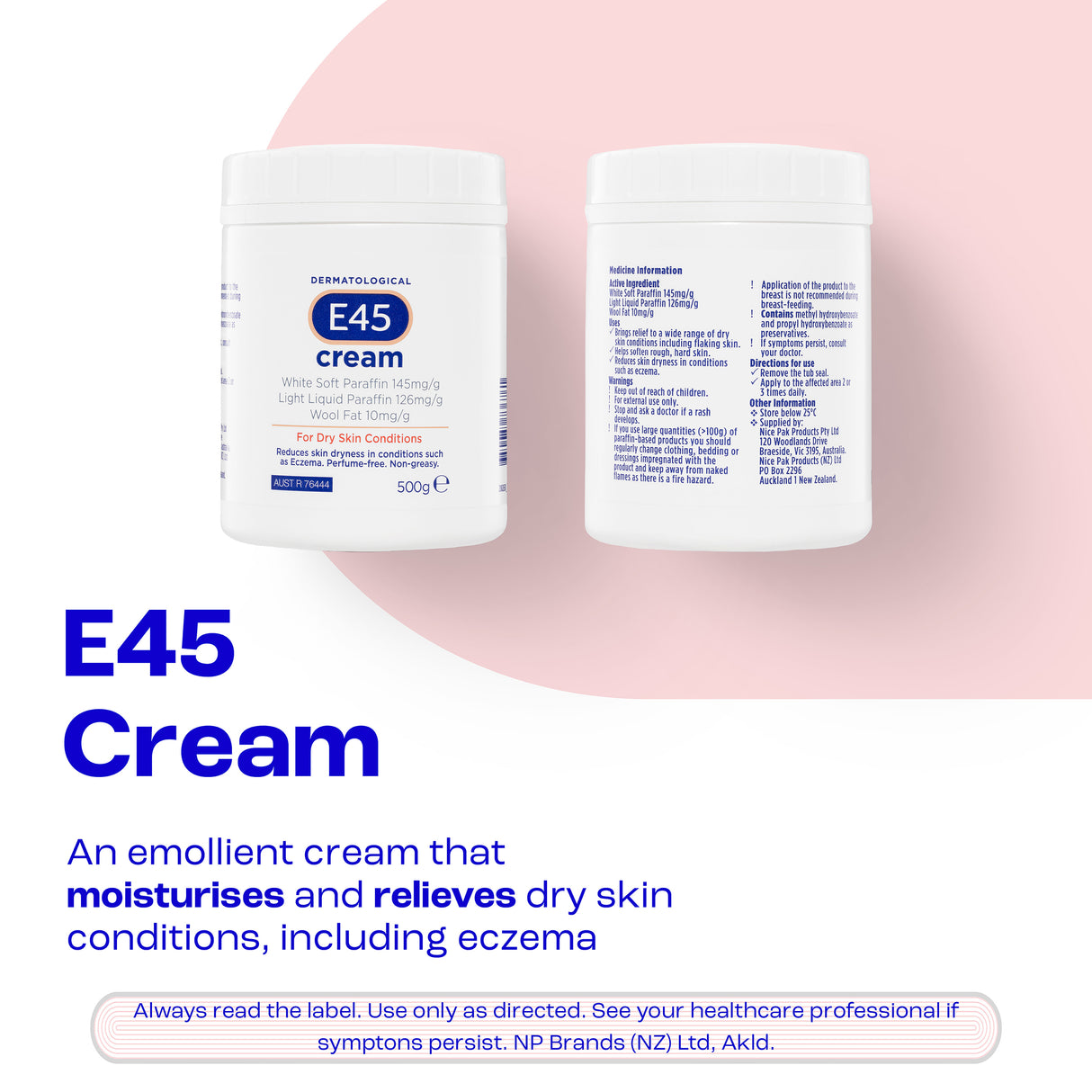 E45 Moisturising Cream for Dry Skin & Eczema 500g