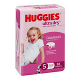 Huggies Ultra Dry Nappies Girls Size 5 (13-18kg) 32 Pack