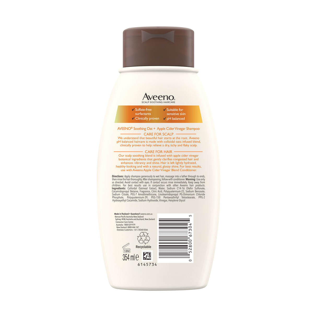 Aveeno Apple Cider Vinegar Clarifying Shampoo for Dull Hair 354ml