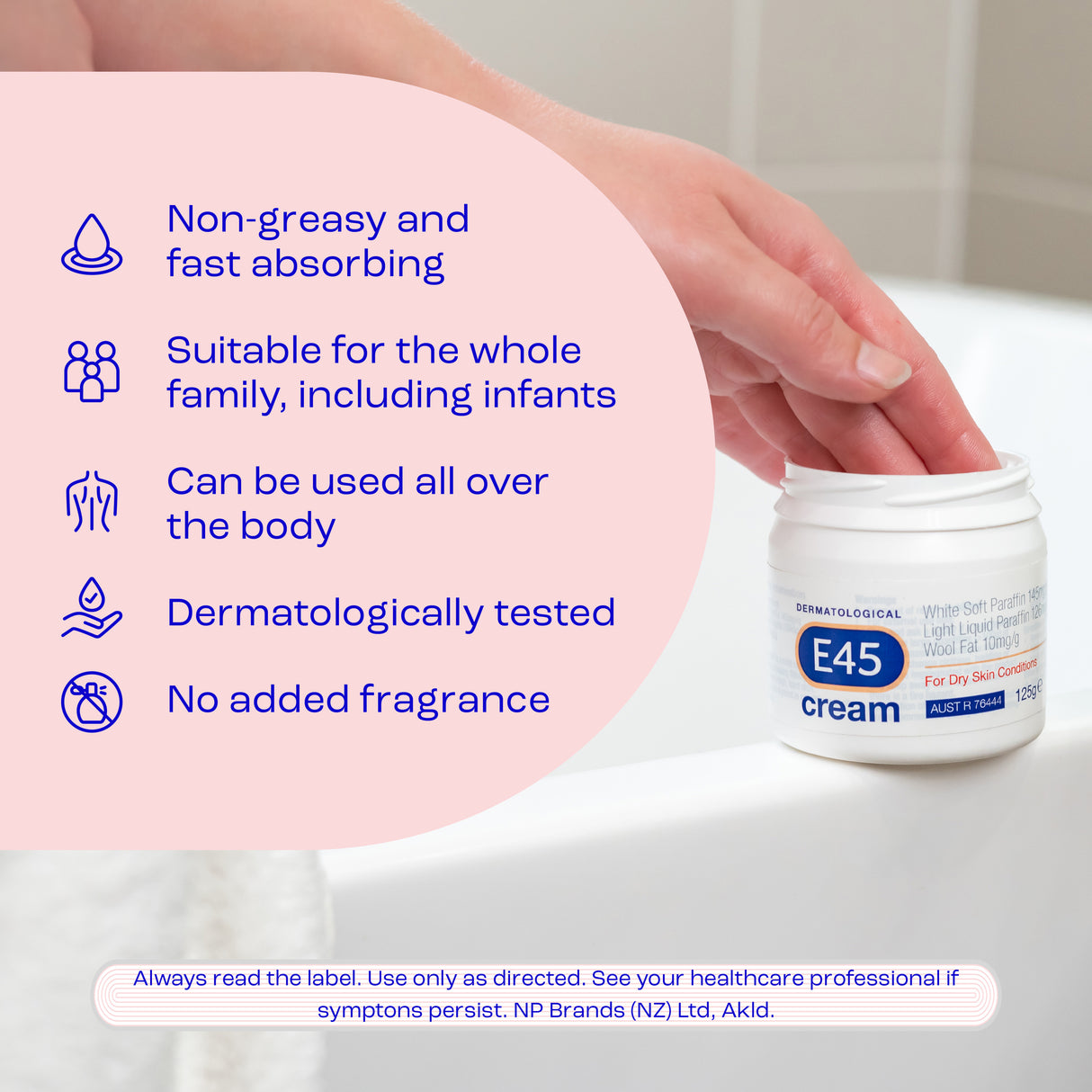 E45 Moisturising Cream for Dry Skin & Eczema 125g