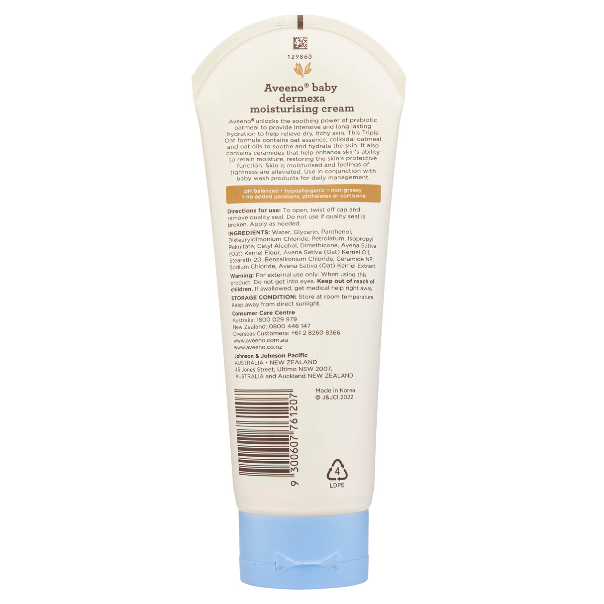 Aveeno Baby Dermexa Fragrance Free Moisturising Cream 206g
