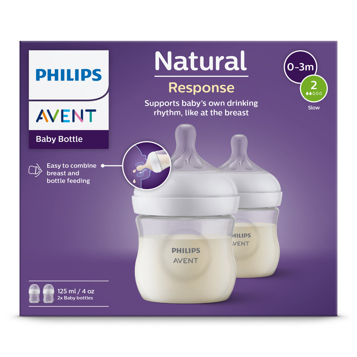 Philips Avent Natural Response 125ml Bottle - 2pk