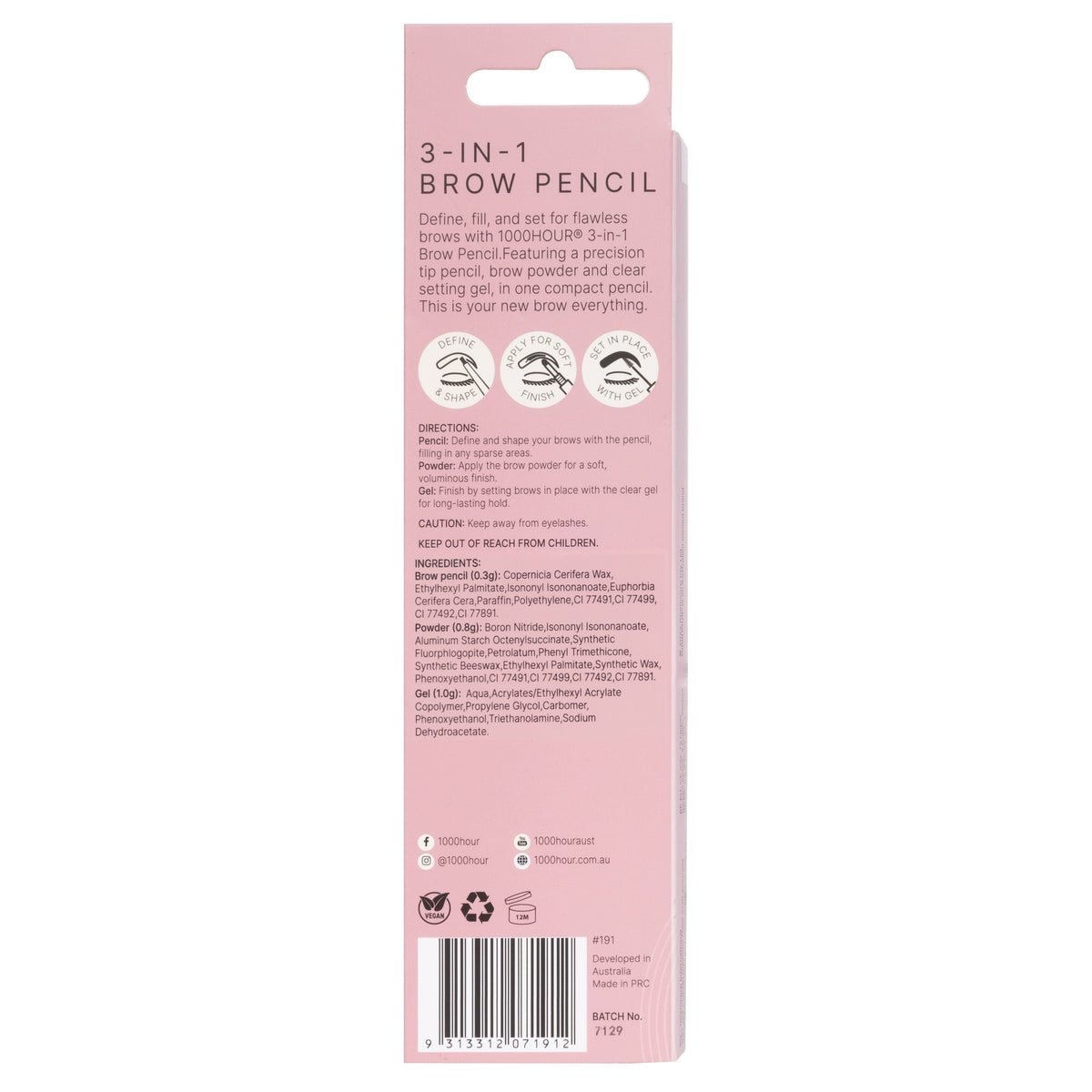 1000HOUR 3-in-1 Brow Pencil Dark Brown
