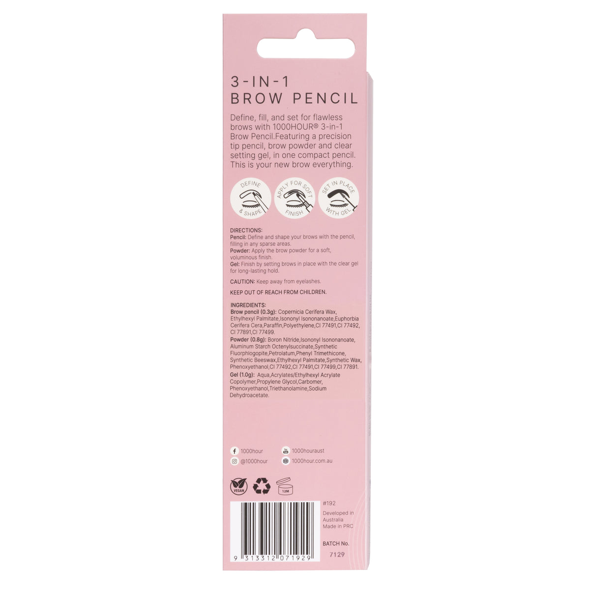 1000HOUR 3-in-1 Brow Pencil Medium Brown