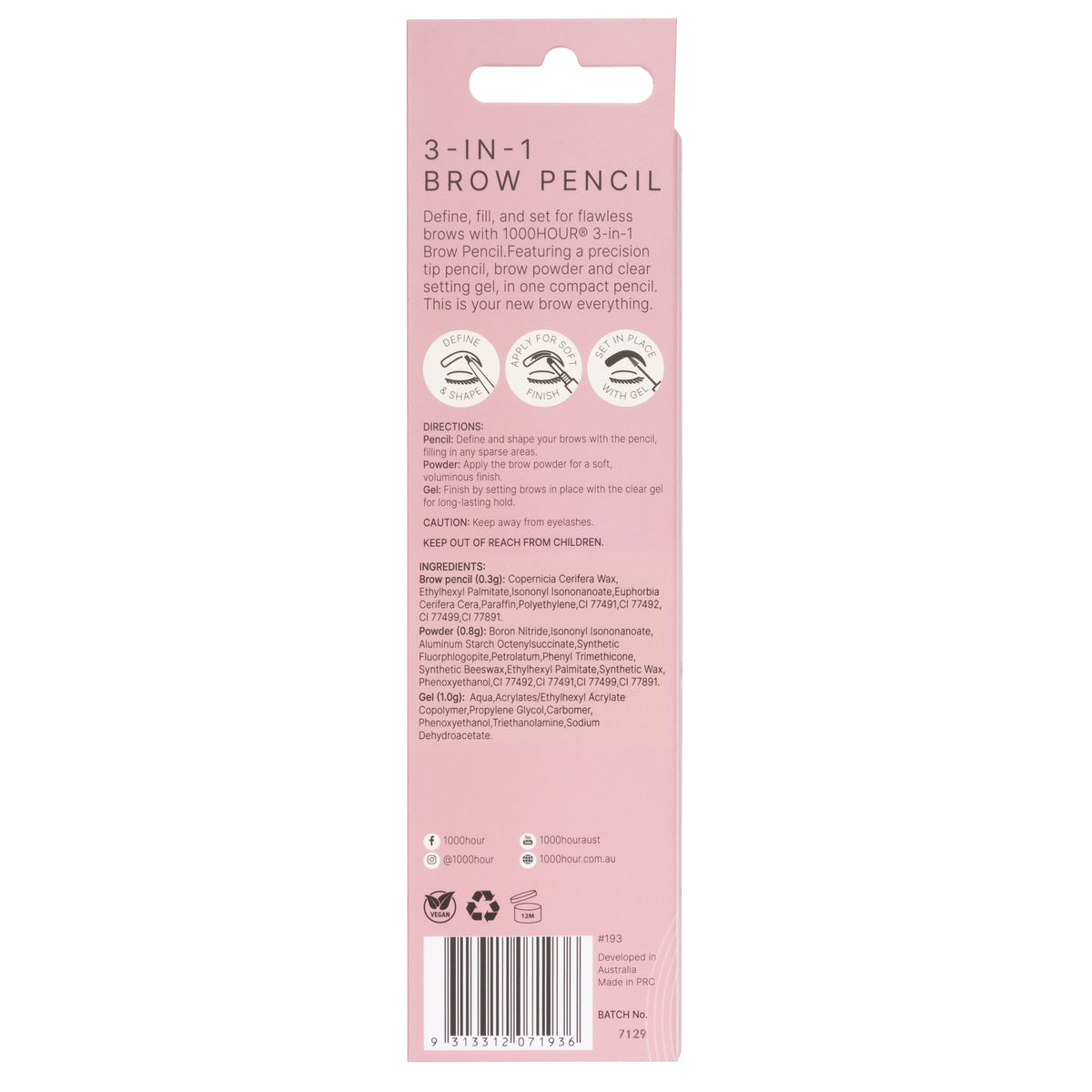 1000HOUR 3-in-1 Brow Pencil Light Brown/Blonde