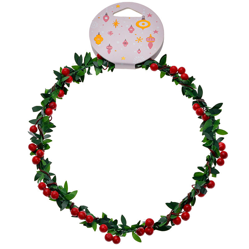 Christmas Headband Wreath with LEAVES and BERRIES
