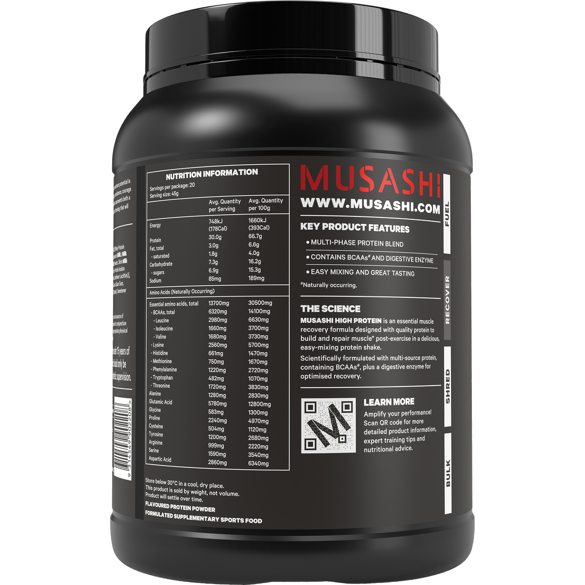 Musashi High Protein Powder Vanilla 900g