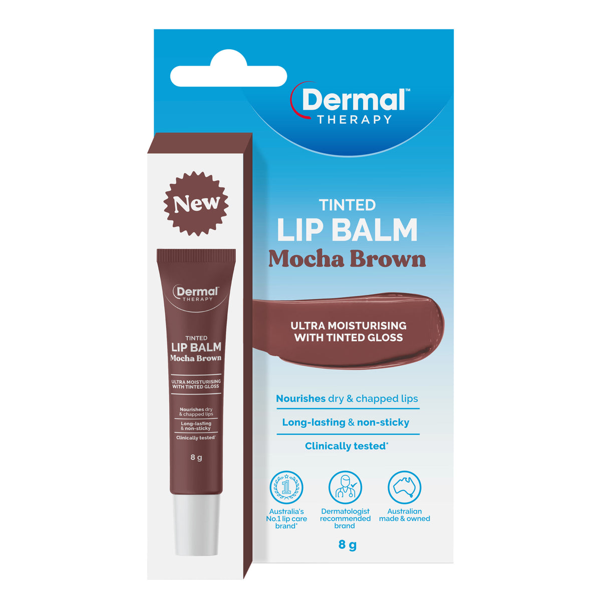 Dermal Therapy Lip Balm Tint Mocha Brown 8g